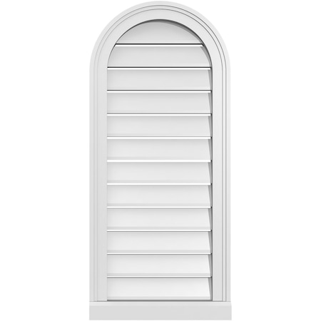 Ekena Millwork Round Top Surface Mount PVC Gable Vent: Functional, w/ 2"W x 2"P Brickmould Sill Frame, 16"W x 36"H GVPRT16X3603SF